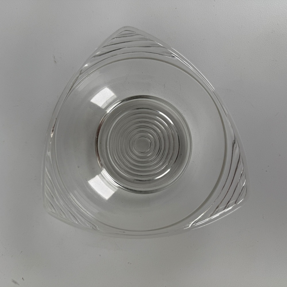 Anchor Hocking Vintage Clear Glass Triangular Bowl Concentric Rings M23